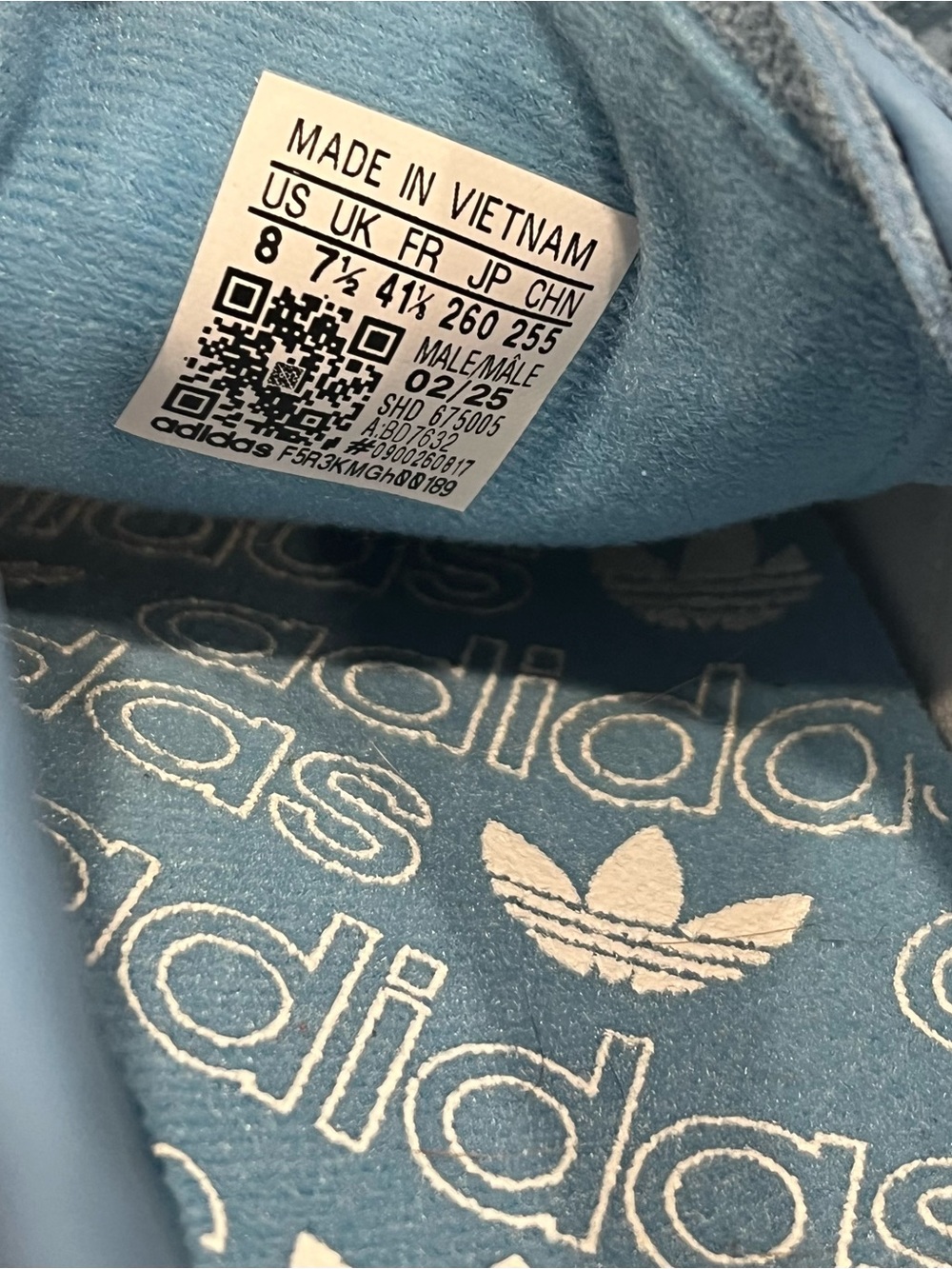 Men’s Adidas Handball Spezial Size 8 – Light Blue/White Suede Gum Sole - Picture 7 of 9